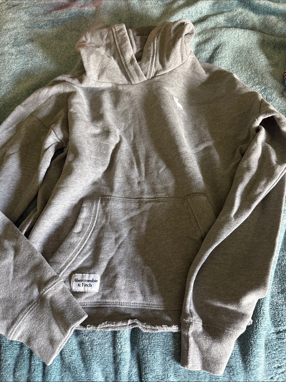 Abercrombie & Fitch Gray Pullover Hoodie with Pocket and Logo